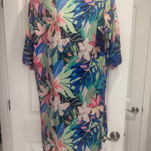 LOFT Swimsuit Coverup Lightweight kaftan style floral beach swimsuit size xs/s - Picture 3 of 6